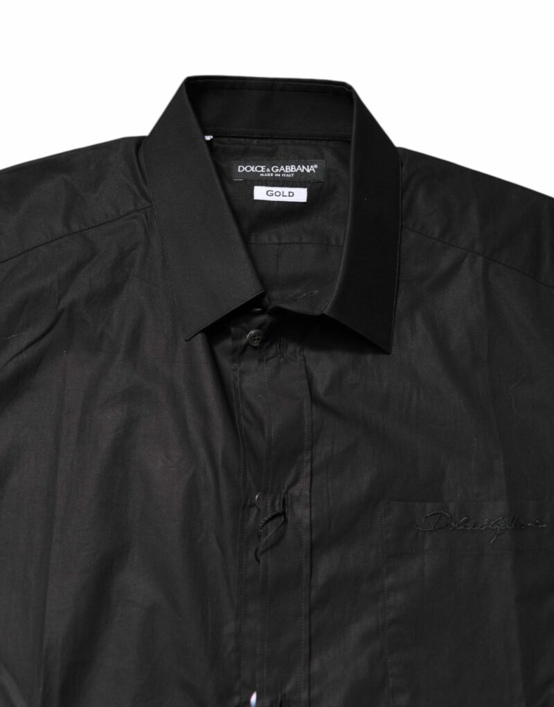 Dolce & Gabbana Black GOLD Cotton Dress Formal Shirt - Image 5