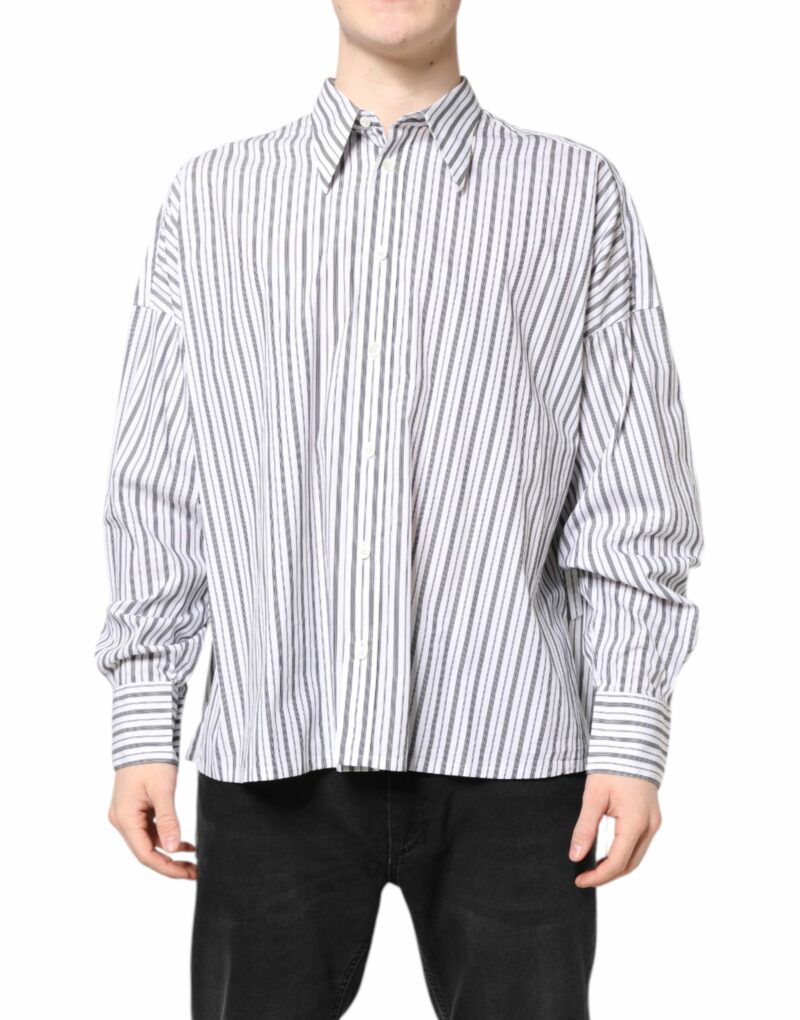 Dolce & Gabbana White Black Stripe Button Down Casual Shirt - Image 2