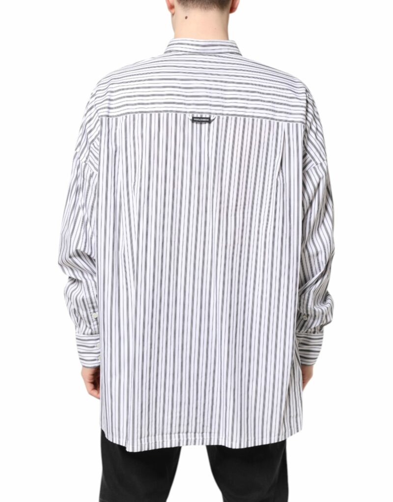 Dolce & Gabbana White Black Stripe Button Down Casual Shirt - Image 4