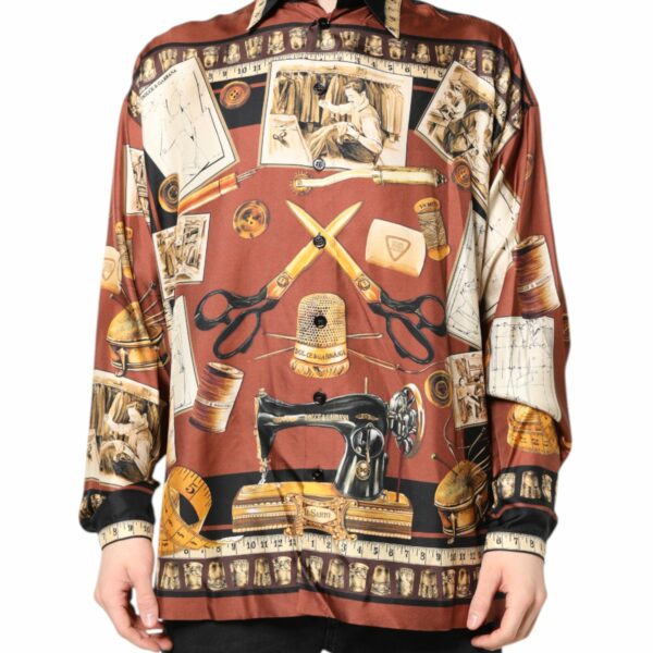 Dolce & Gabbana Multicolor Tailor Print Silk Casual Shirt