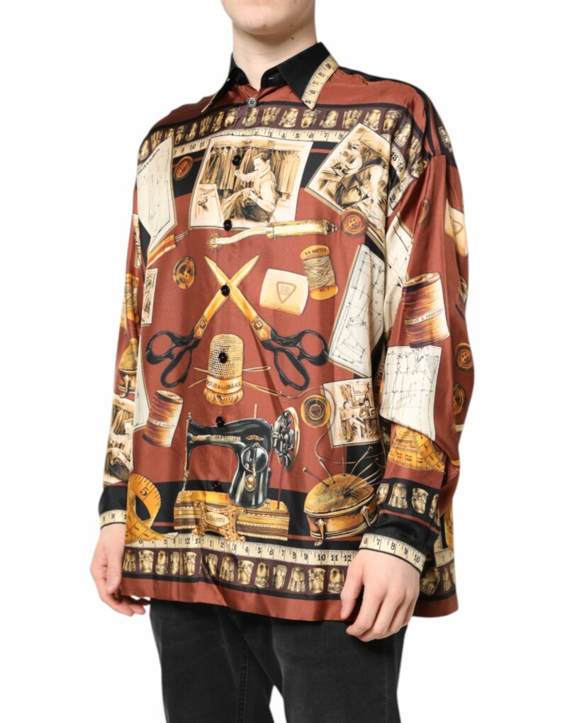 Dolce & Gabbana Multicolor Tailor Print Silk Casual Shirt - Image 3
