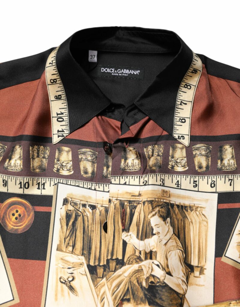 Dolce & Gabbana Multicolor Tailor Print Silk Casual Shirt - Image 5