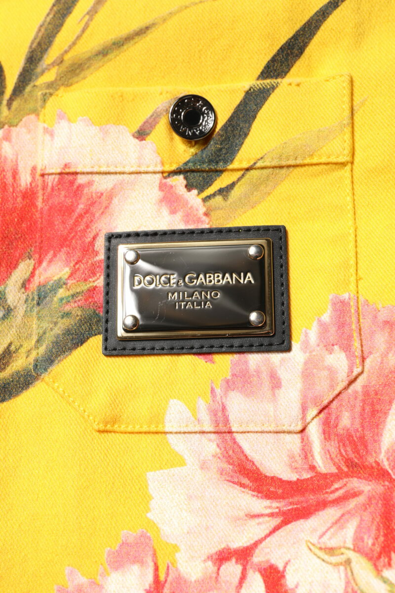Dolce & Gabbana Yellow Floral Men Button Down Casual Shirt - Image 6
