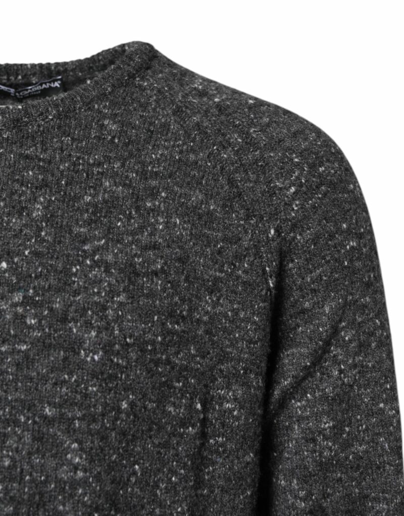 Dolce & Gabbana Gray Wool Knitted Round Neck Pullover Sweater - Image 3