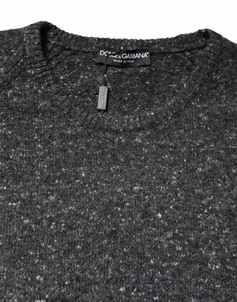 Dolce & Gabbana Gray Wool Knitted Round Neck Pullover Sweater - Image 5