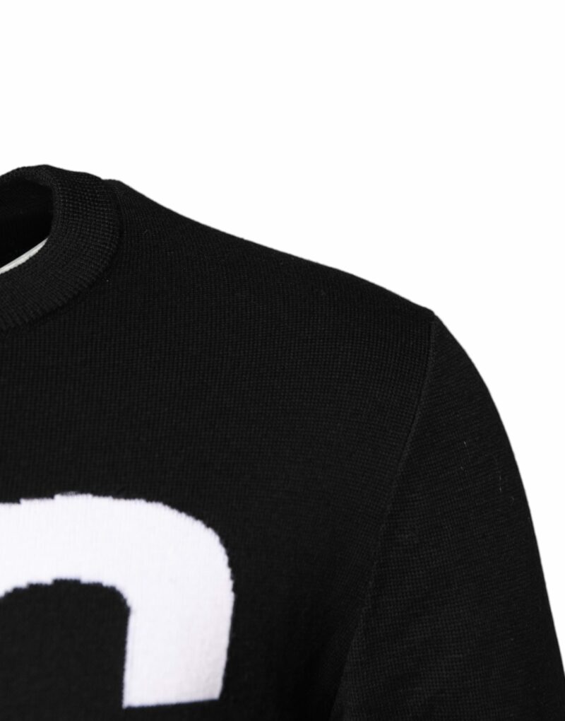 Dolce & Gabbana Black White Knit Logo Print Pullover Sweater - Image 3