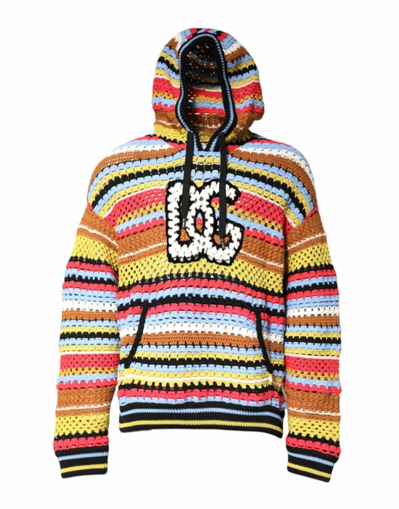Dolce & Gabbana Multicolor Cotton Hooded Pullover Sweater - Image 2