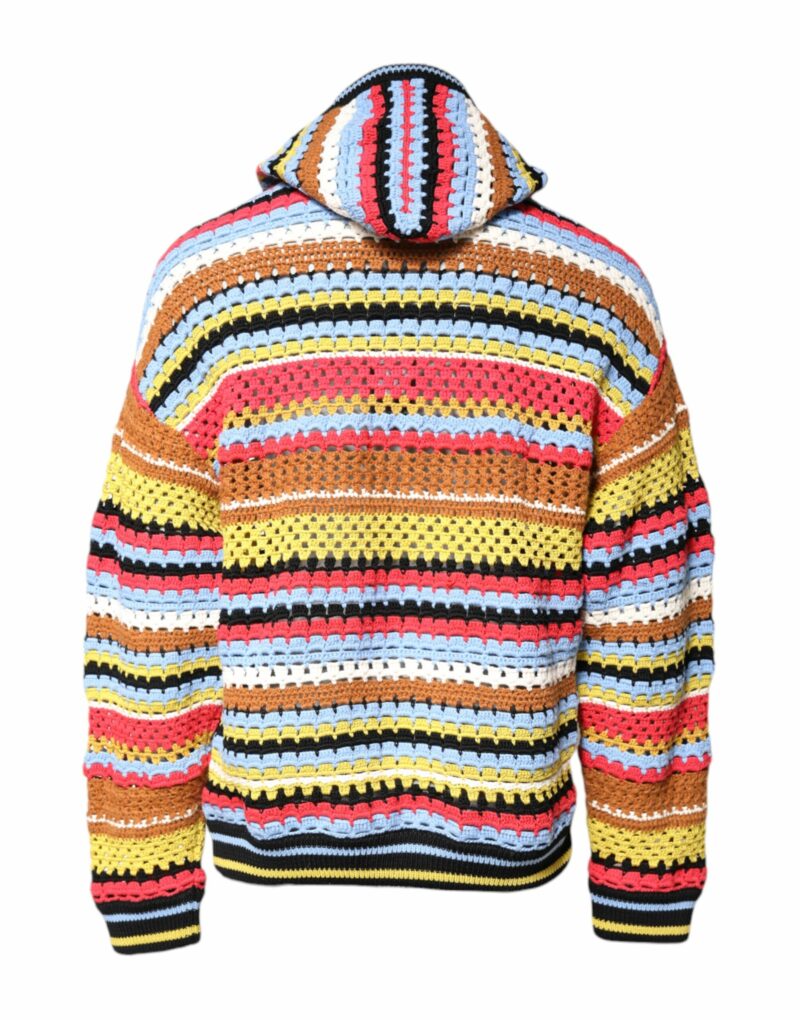 Dolce & Gabbana Multicolor Cotton Hooded Pullover Sweater - Image 4