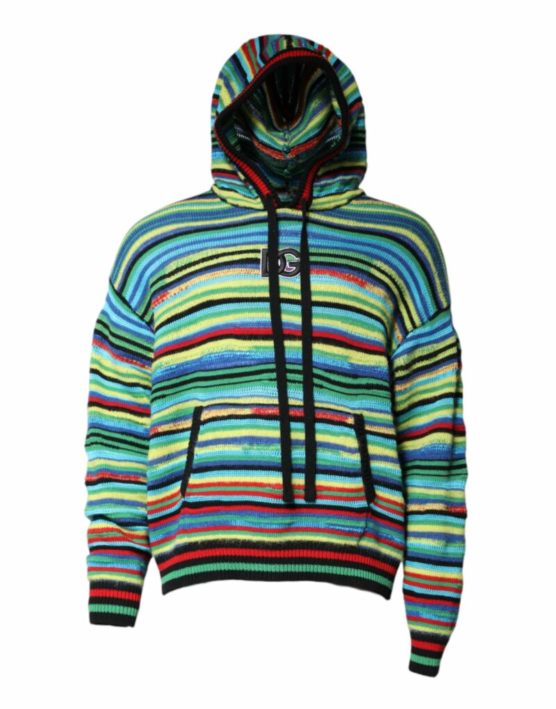 Dolce & Gabbana Multicolor Cotton Hooded Pullover Sweater - Image 2