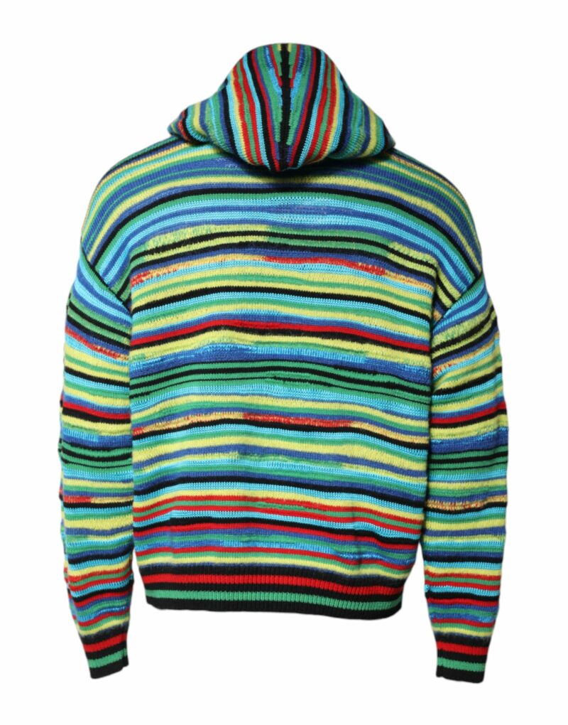 Dolce & Gabbana Multicolor Cotton Hooded Pullover Sweater - Image 4