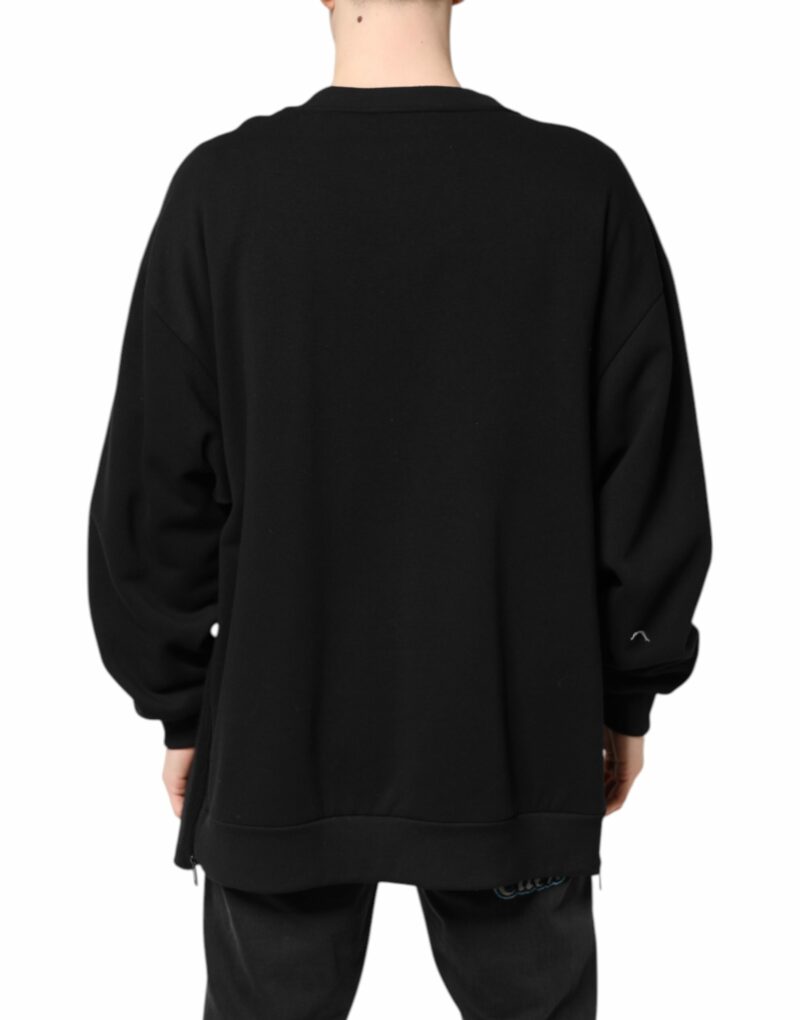 Dolce & Gabbana Black Cotton Logo Print Men Pullover Sweater - Image 4