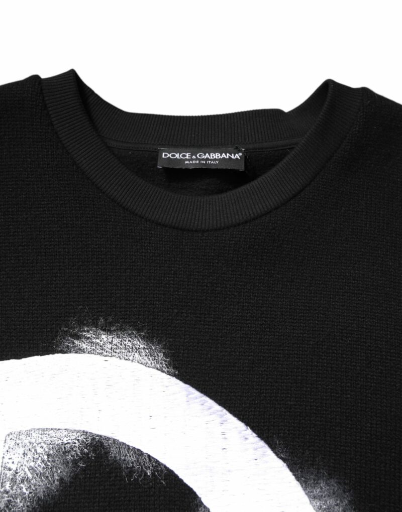 Dolce & Gabbana Black Cotton Logo Print Men Pullover Sweater - Image 5