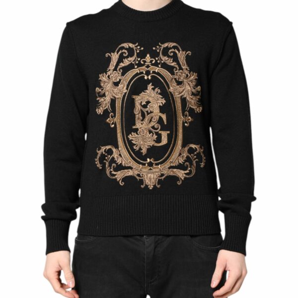 Dolce & Gabbana Black Logo Embroidery Knit Pullover Sweater