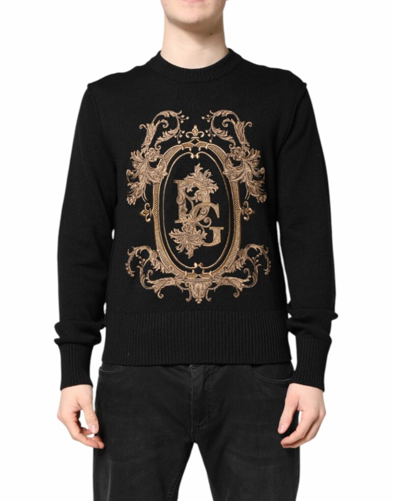 Dolce & Gabbana Black Logo Embroidery Knit Pullover Sweater