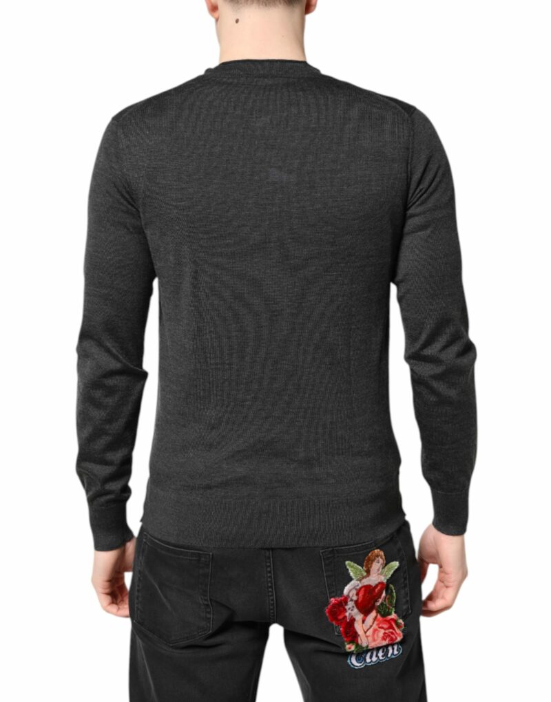 Dolce & Gabbana Gray Embroidery Knit Men Pullover Sweater - Image 4