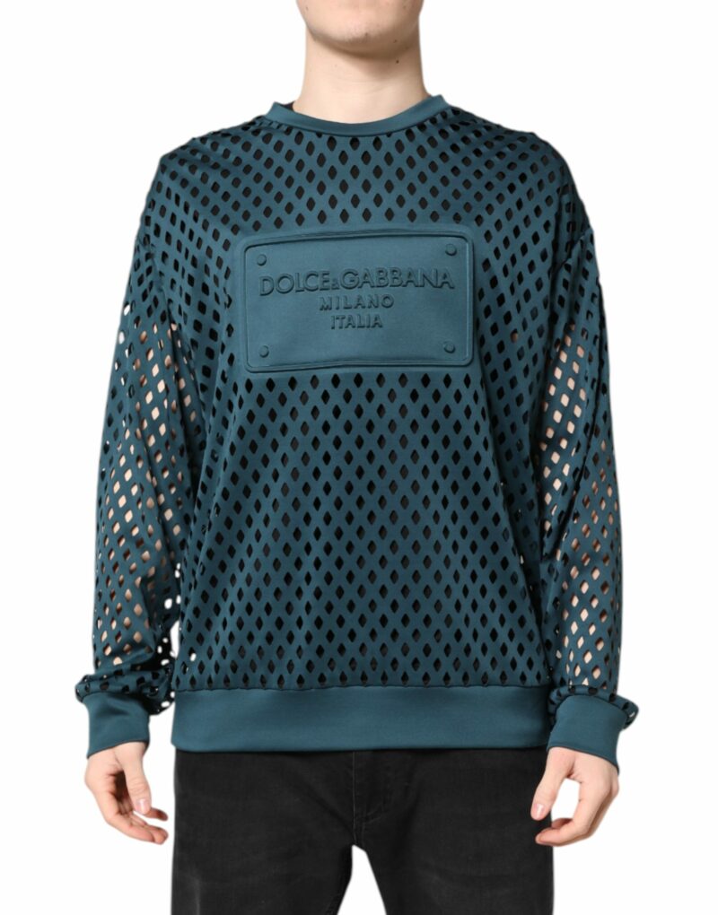 Dolce & Gabbana Green Perforated DG Embossed Pullover Sweater - Image 2