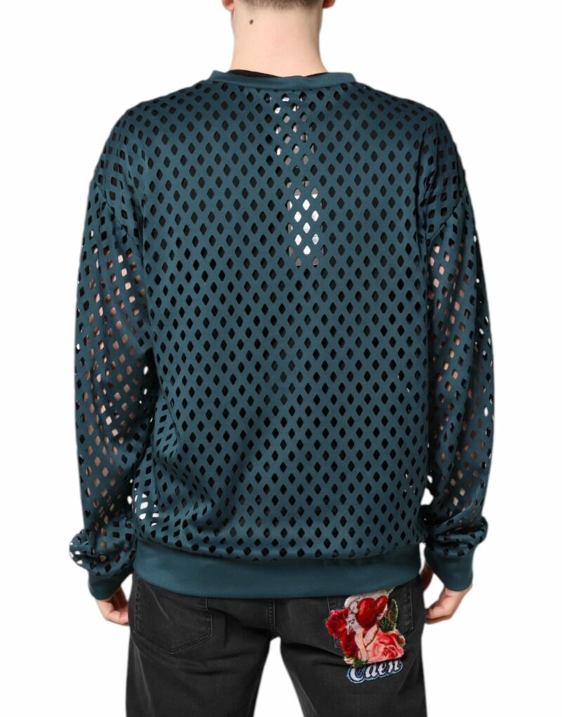 Dolce & Gabbana Green Perforated DG Embossed Pullover Sweater - Image 4