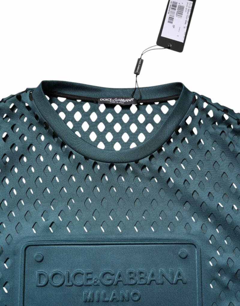 Dolce & Gabbana Green Perforated DG Embossed Pullover Sweater - Image 5