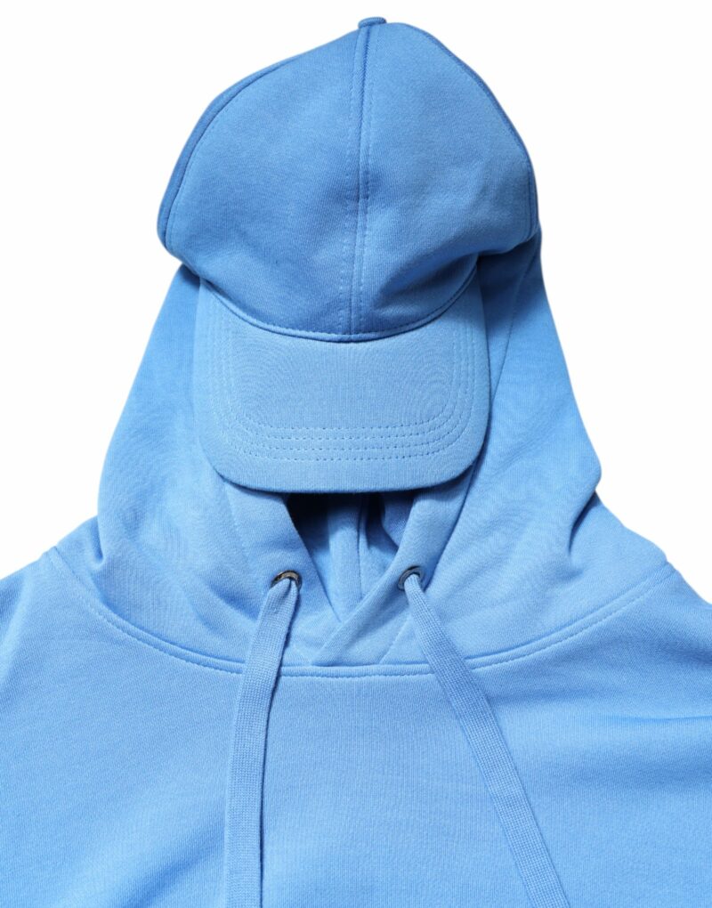 Dolce & Gabbana Blue Cotton Hooded Men Sportswear Vest Sweater - Image 5