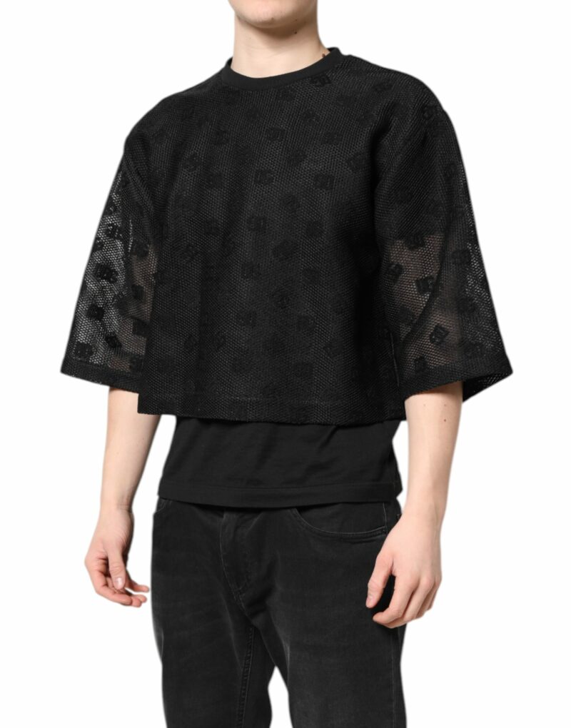 Dolce & Gabbana Black See Through Logo Short Sleeves T-shirt - Image 3