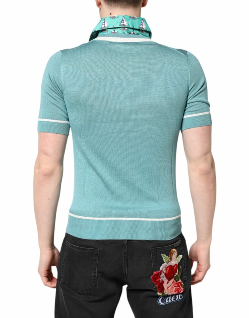 Dolce & Gabbana Green Printed Collared Short Sleeve T-shirt - Image 4
