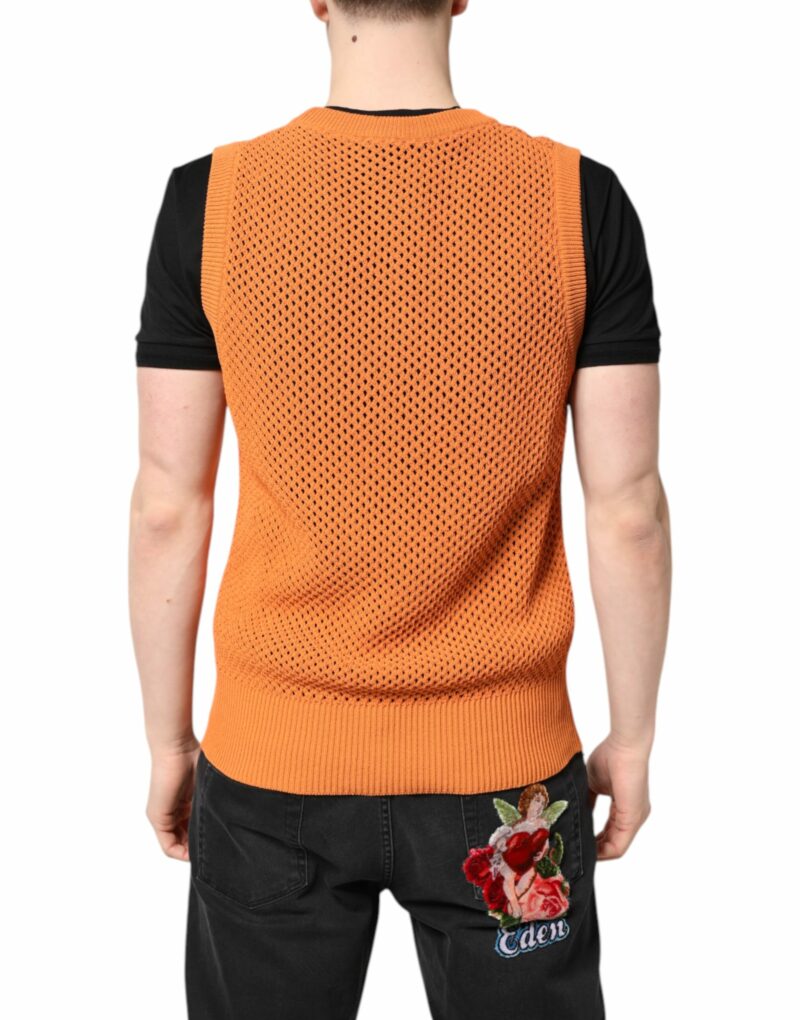 Dolce & Gabbana Orange Cashmere Round Neck Sleeveless T-shirt - Image 4