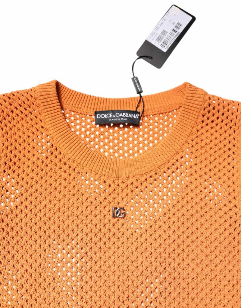 Dolce & Gabbana Orange Cashmere Round Neck Sleeveless T-shirt - Image 5