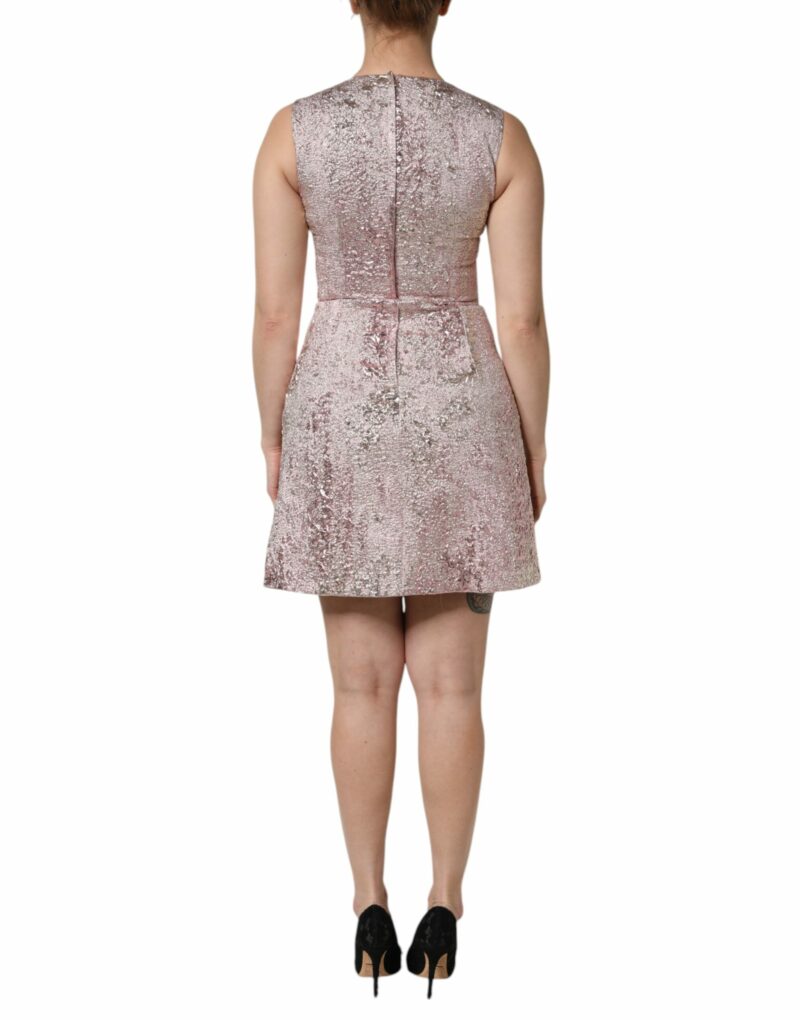 Dolce & Gabbana Pink Jacquard Sleeveless Sheath Mini Dress - Image 4