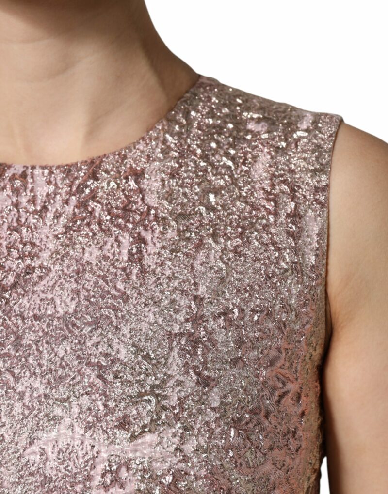 Dolce & Gabbana Pink Jacquard Sleeveless Sheath Mini Dress - Image 6