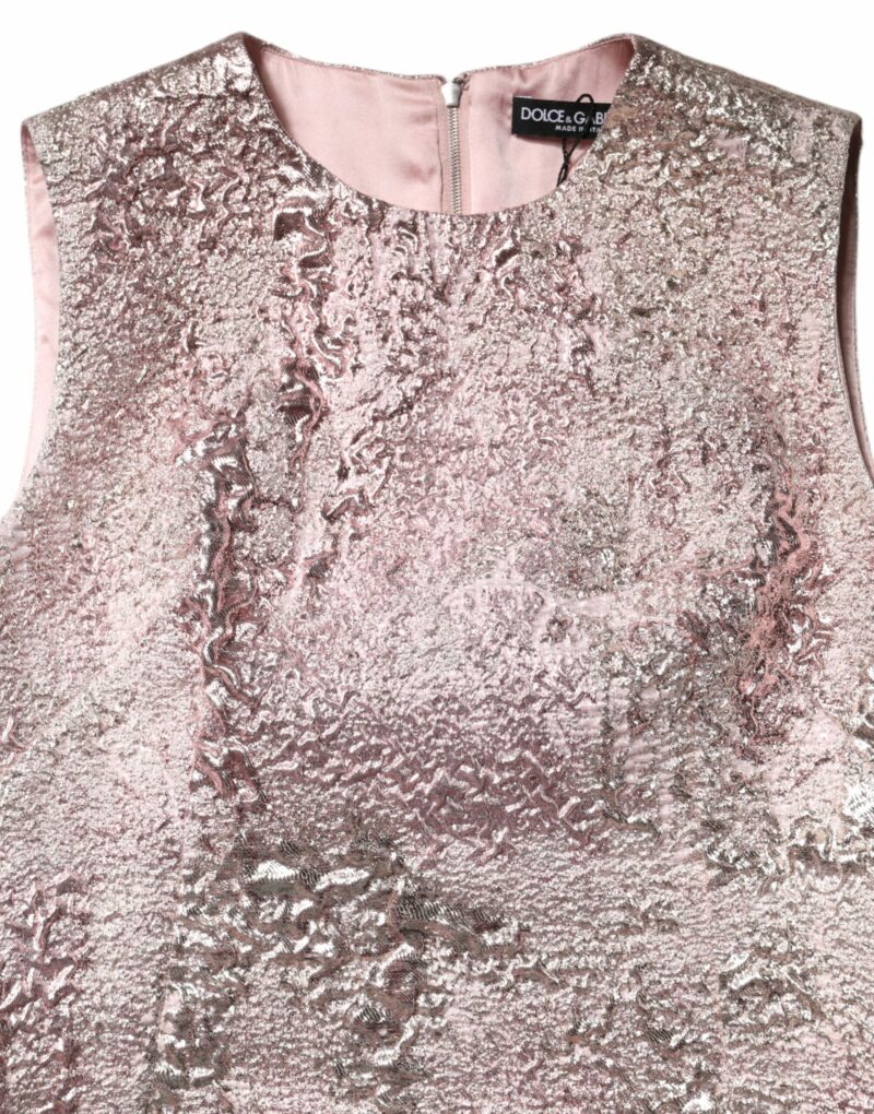 Dolce & Gabbana Pink Jacquard Sleeveless Sheath Mini Dress - Image 7