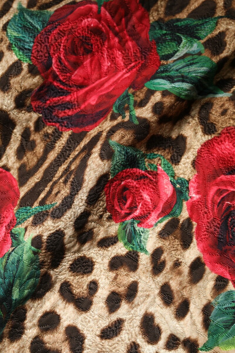 Dolce & Gabbana Brown Rose Leopard Short Sleeves Mini Dress - Image 8