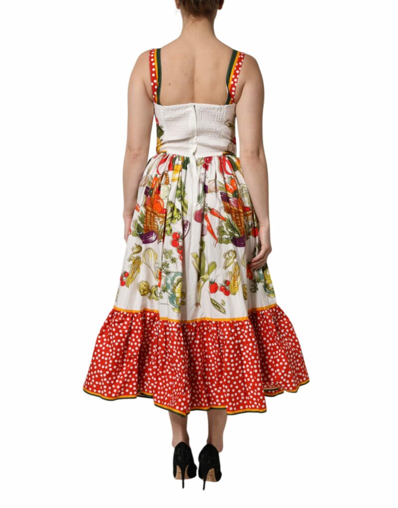 Dolce & Gabbana White Vegetables Sleeveless A-line Midi Dress - Image 4