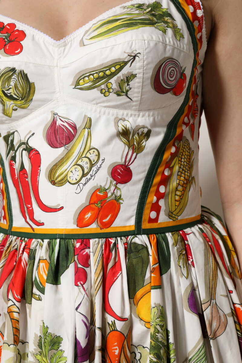 Dolce & Gabbana White Vegetables Sleeveless A-line Midi Dress - Image 6