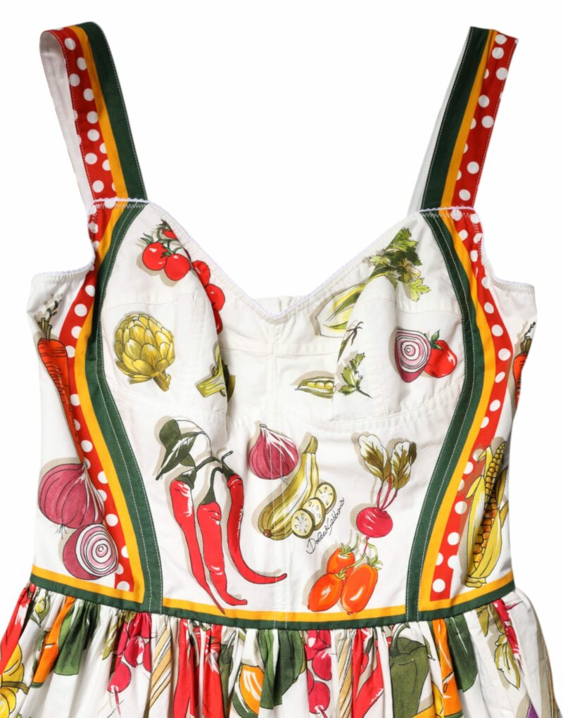 Dolce & Gabbana White Vegetables Sleeveless A-line Midi Dress - Image 7