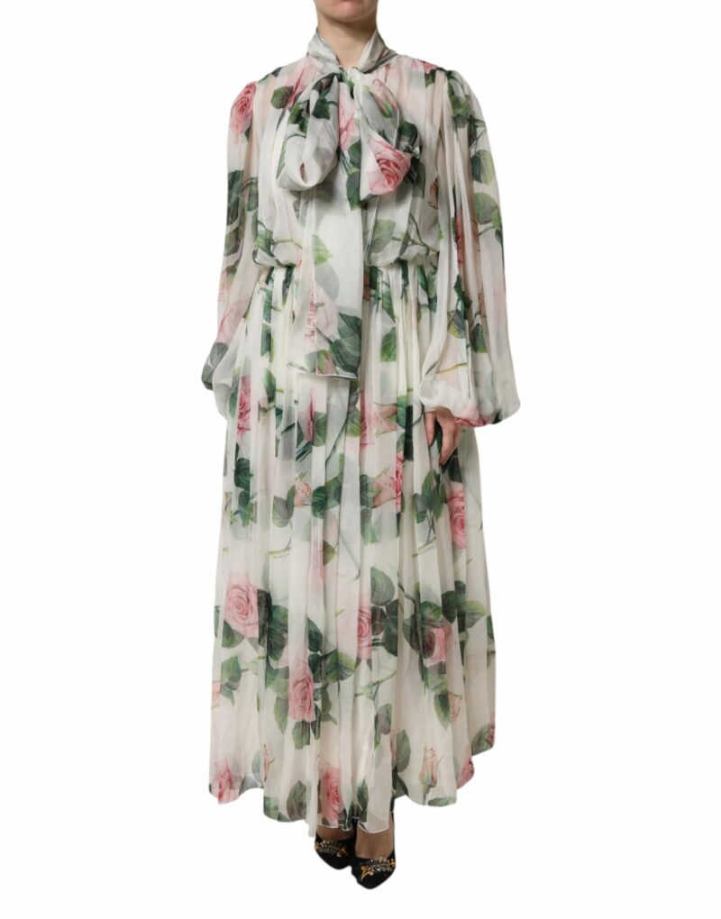 Dolce & Gabbana White Floral Roses Maxi Long Gown Dress - Image 2