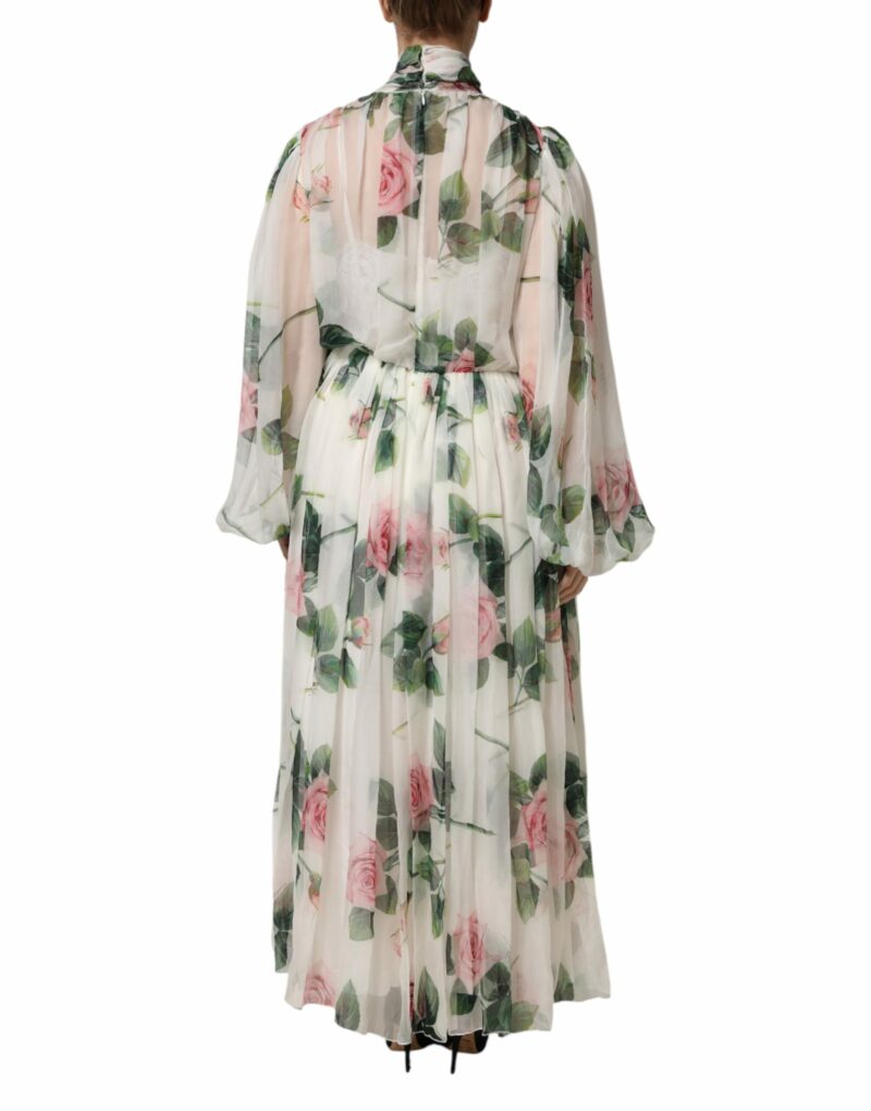 Dolce & Gabbana White Floral Roses Maxi Long Gown Dress - Image 4