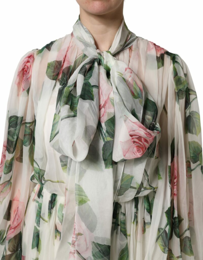Dolce & Gabbana White Floral Roses Maxi Long Gown Dress - Image 5