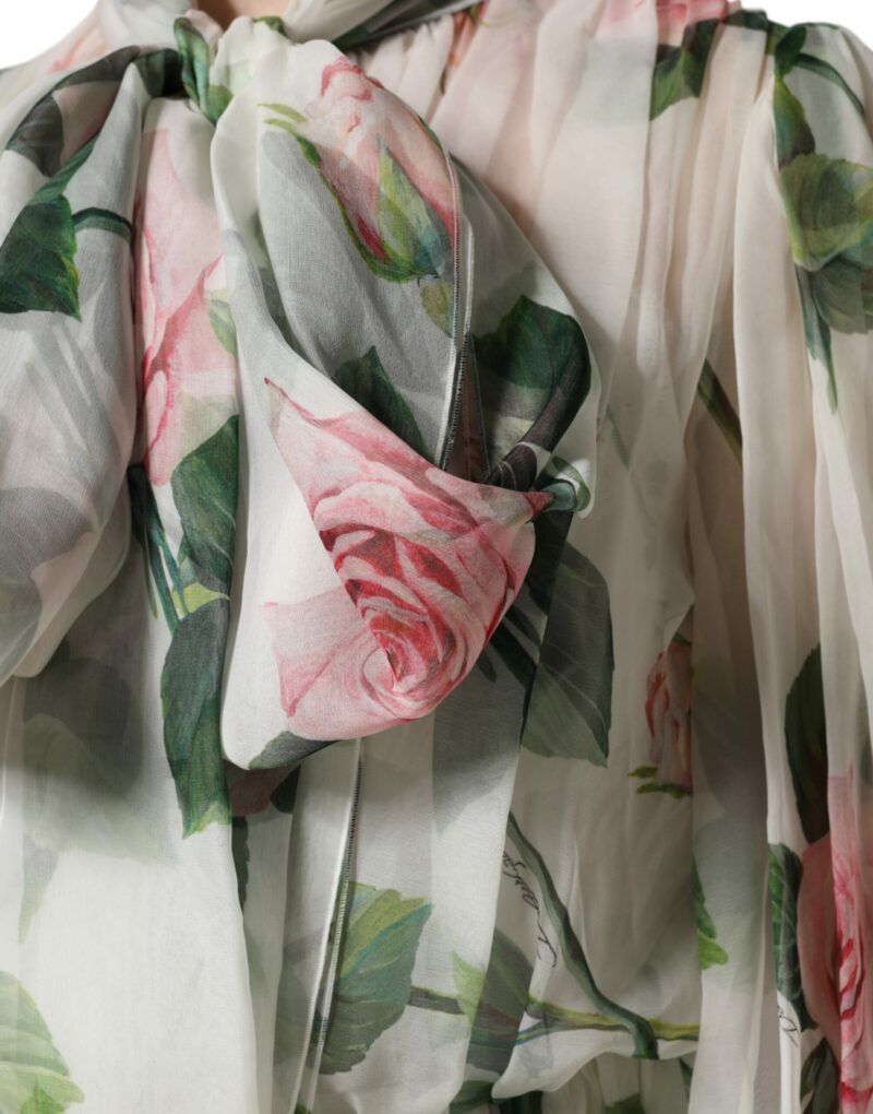Dolce & Gabbana White Floral Roses Maxi Long Gown Dress - Image 6