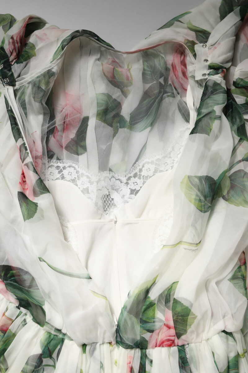Dolce & Gabbana White Floral Roses Maxi Long Gown Dress - Image 7