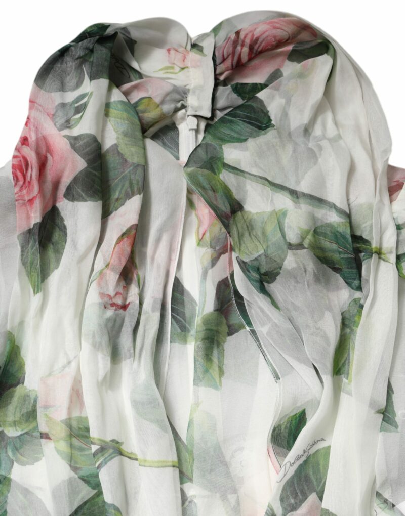 Dolce & Gabbana White Floral Roses Maxi Long Gown Dress - Image 8