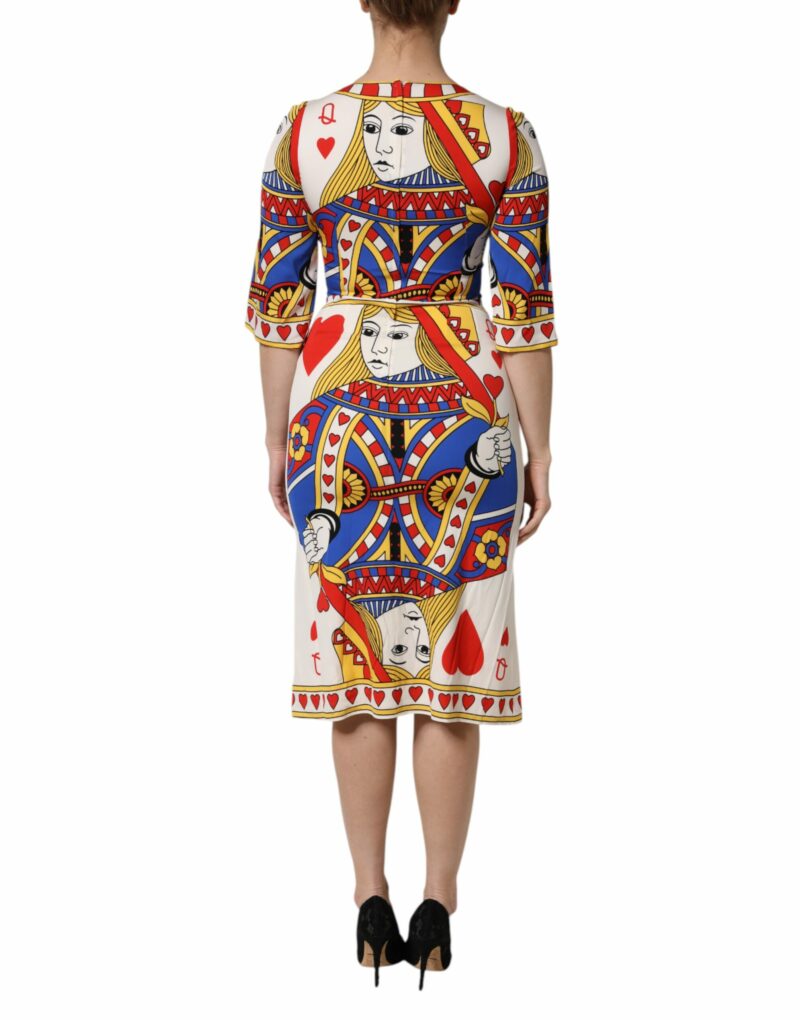Dolce & Gabbana White Queen Of Heart Short Sleeve Midi Dress - Image 4