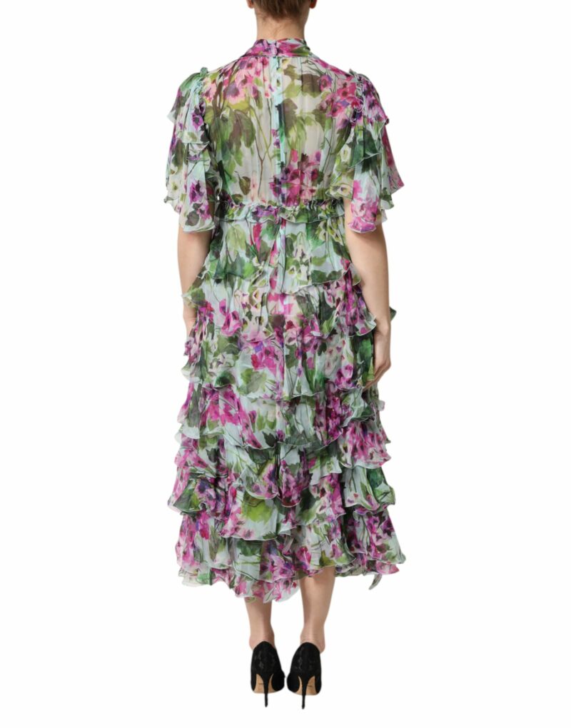 Dolce & Gabbana Multicolor Floral Silk Midi Layered Dress - Image 4