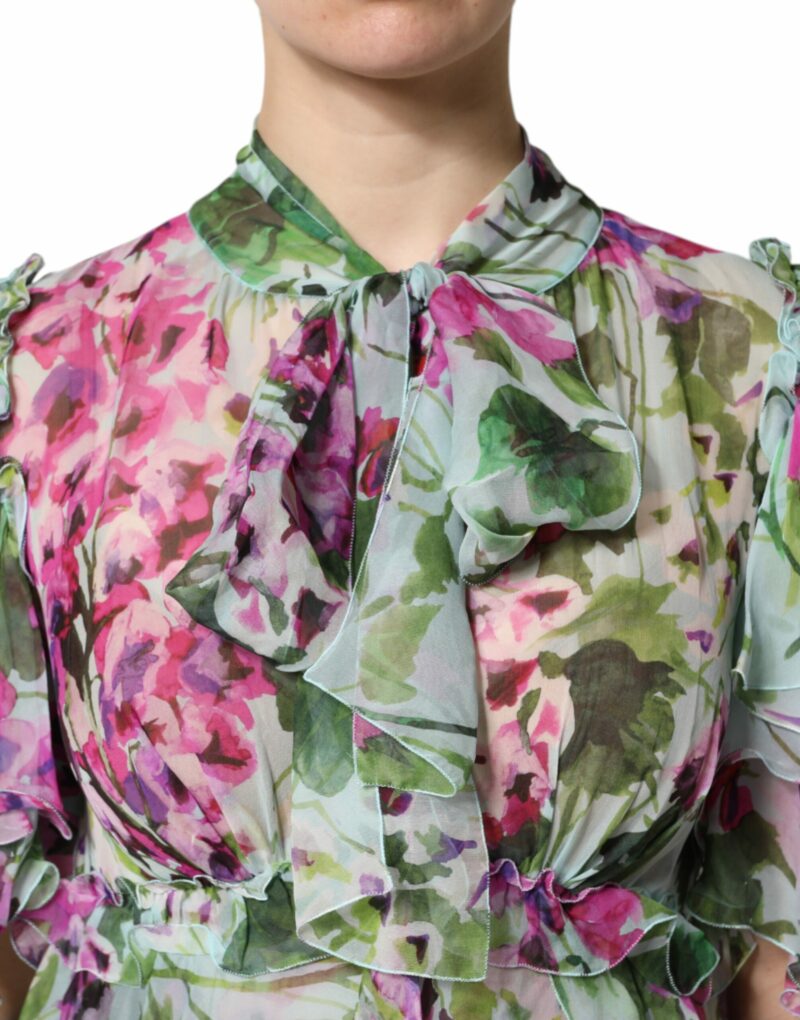 Dolce & Gabbana Multicolor Floral Silk Midi Layered Dress - Image 5