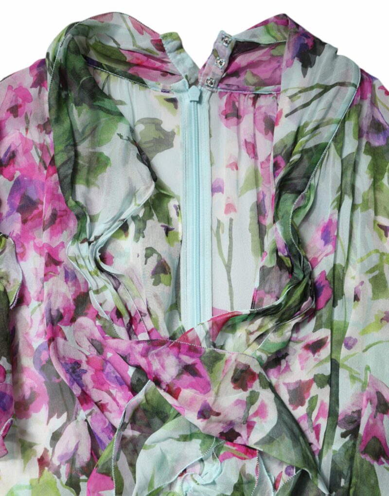 Dolce & Gabbana Multicolor Floral Silk Midi Layered Dress - Image 7