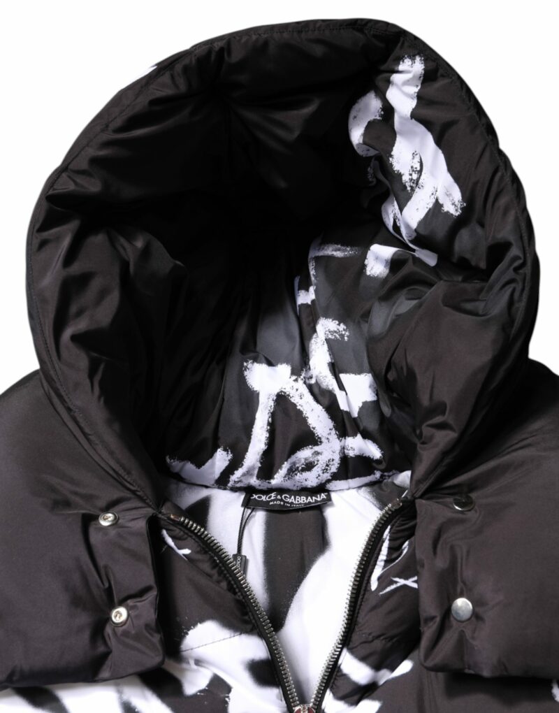 Dolce & Gabbana Black Padded Hooded Full Zip Cropped Jacket - Image 6