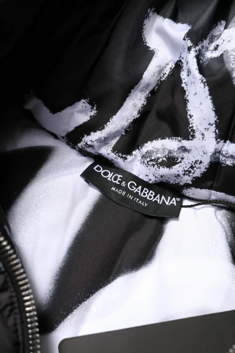 Dolce & Gabbana Black Padded Hooded Full Zip Cropped Jacket - Image 7
