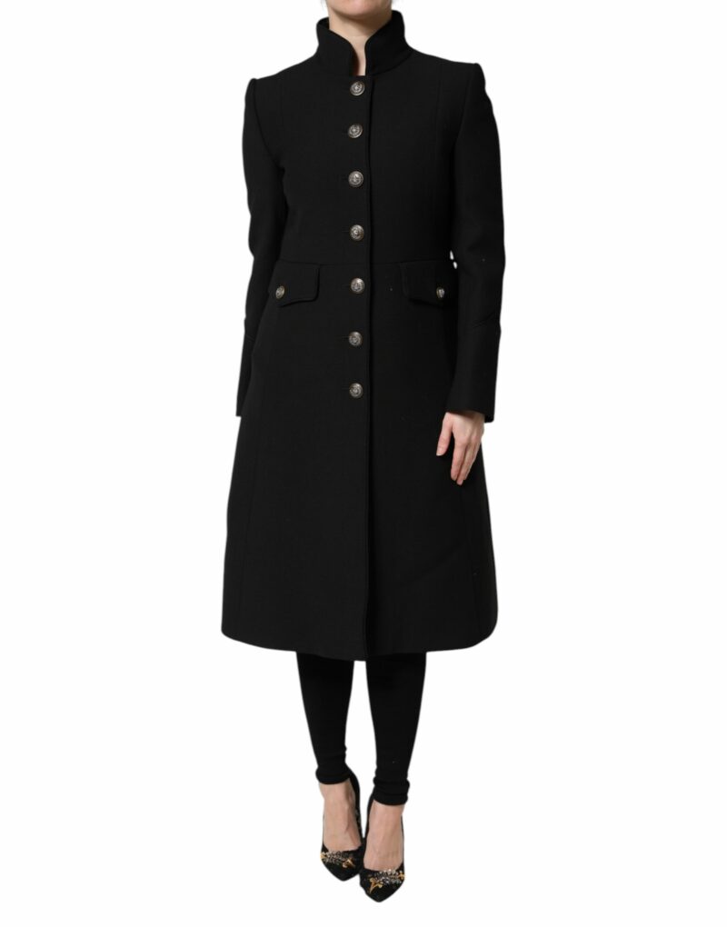Dolce & Gabbana Black Wool Single Breasted Trench Coat Jacket - Image 2