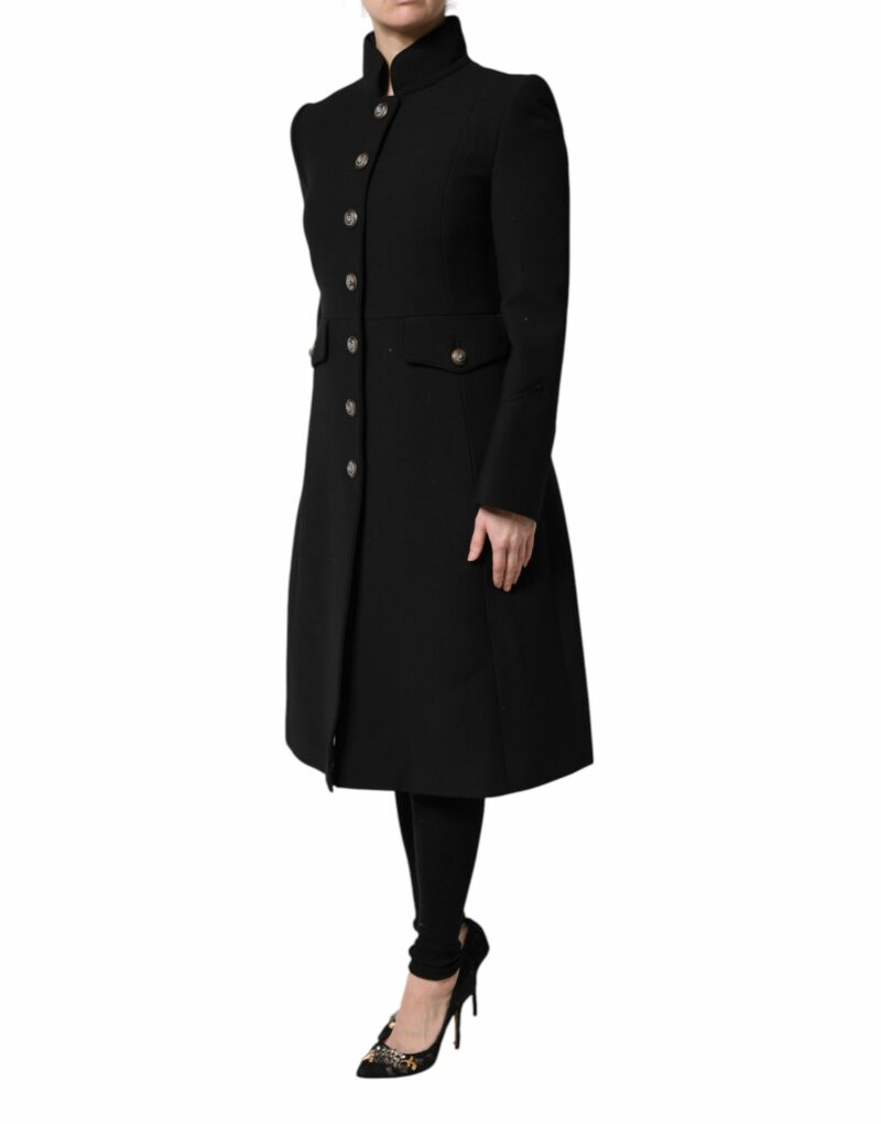 Dolce & Gabbana Black Wool Single Breasted Trench Coat Jacket - Image 3