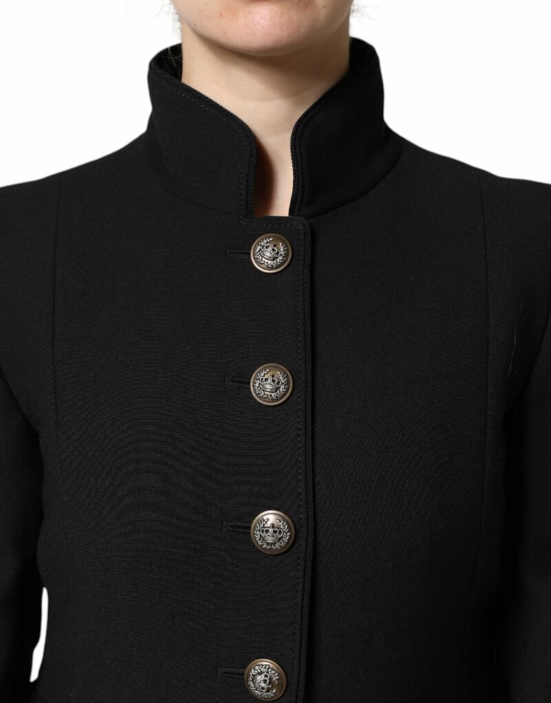 Dolce & Gabbana Black Wool Single Breasted Trench Coat Jacket - Image 6