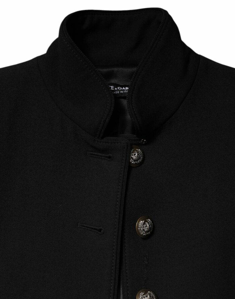 Dolce & Gabbana Black Wool Single Breasted Trench Coat Jacket - Image 8